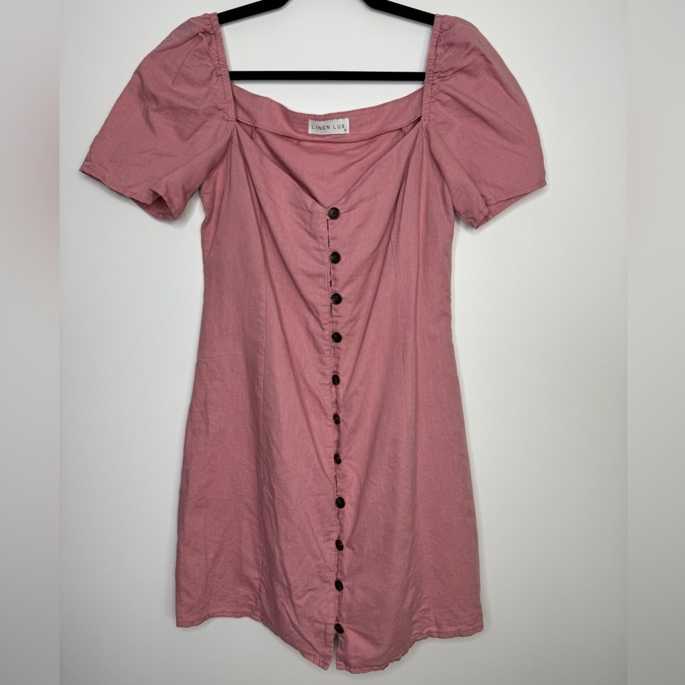 Elegant Pink Button-Front Mini Dress